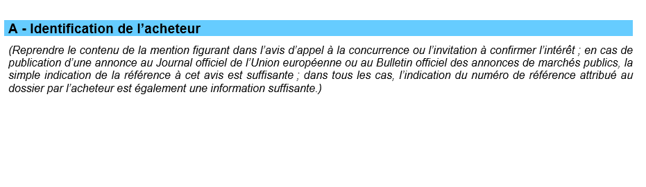 extrait du DC1 pour appel d'offre