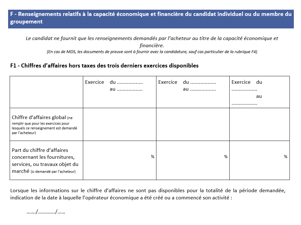 extrait du DC2 pour appel d'offre rubrique capacité économique