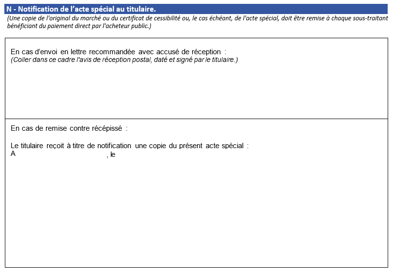 extrait du DC4 pour appel d'offre rubrique notification du marché public